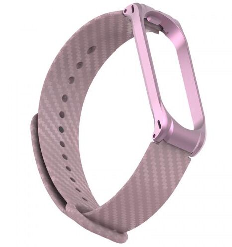 Ремешок силиконовый с металлическим основанием для Xiaomi Mi Band 4 Strap (Pink/Розовый) - 7