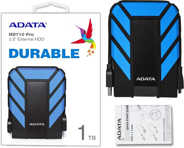 Внешний жесткий диск Portable HDD 1TB ADATA HD710 Pro (Blue), IP68, USB 3.2 Gen1, 133x99x22mm, 270g - 1