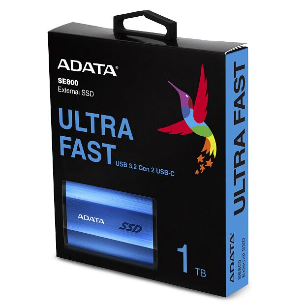 Твердотельный накопитель ADATA External SSD SE800, 1024GB, Type-C, USB 3.2 Gen2, R/W 1000/1000 MB/s, IP68, 73x44x13mm, Blue - 7