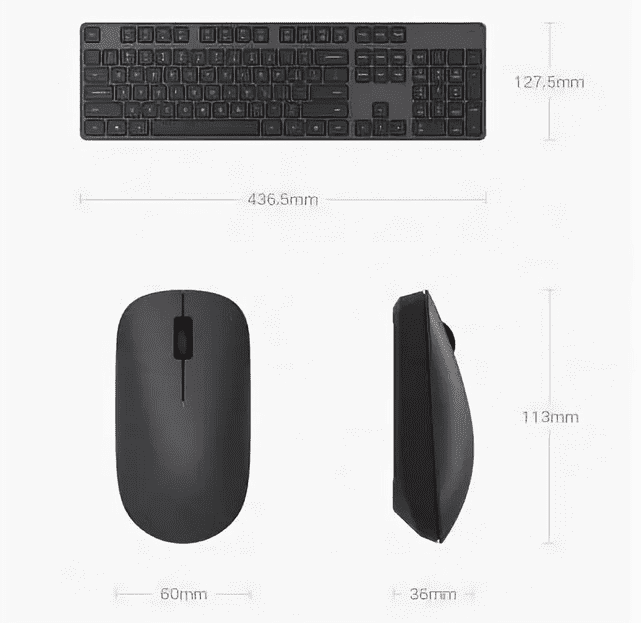 Габариты набора Xiaomi Mi Wireless Keyboard And Mouse Set 